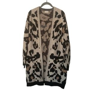 Altar'd State M/L Cheetah Open Front Cardigan Oversized Animal Print Sweater
